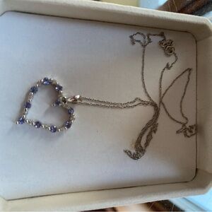 Silver Heart Necklace with Purple Accents